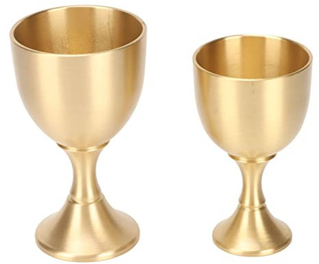 belupai 2 Pièces Calice de Gobelet Vintage en Laiton, Tasses de Pierres Précieuses en Cuivre de Vin en Métal Vintage Gobelet Gothique Médiéval pour la Décoration D'artisanat d'art