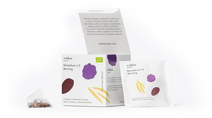 Wilden.herbals | Tisana Biologica in Bustine Compostabili, Infuso di Arancia Dolce, Melissa e Tiglio per il risveglio mattutino Remedium n.0 Morning – Astuccio da 10 Bustine