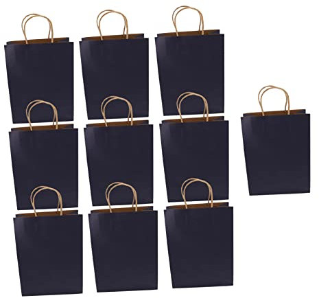 WOFASHPURET Kraftpapiertüten mit Griff 10 Stück Umweltfreundliche Bäckerei Papiertragetaschen zum Mitnehmen Lebensmittelverpackung Einkauf Bastelprojekte 21X27X11Cm
