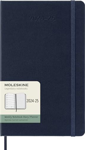 Moleskine Weekly Planner 2024-2025, Agenda Settimanale 18 Mesi 2025 Con Spazio Per Note, Con Copertina Rigida e Chiusura Elastica, Formato Large 13 x 21 cm, Colore Blu Zaffiro