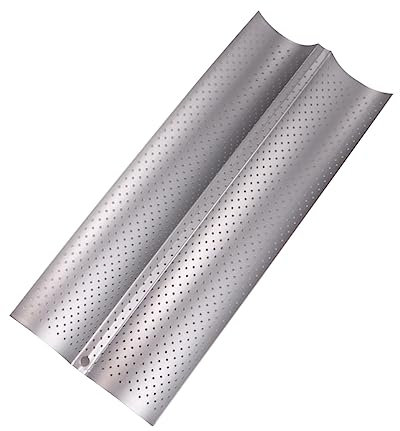 Alipis Non-Stick Baking Tray for Bread and Pastry 2-Slot Wave Design Small Size Silver Baking Mold for Home Kitchen and Restaurant
