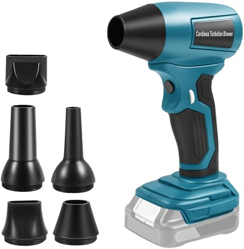 MaxEarn Mini Jet Blower Turbo Fan for Makita 18V Battery, 130000RPM Compressed Air Duster with 5 Nozzles, 4 Gear Cordless Handheld Mini Air Blower for Keyboards, Camping, Home, Cars (No Battery)