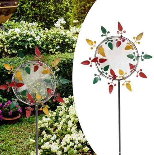 Aladeno Windspiel, 3D-Knetik-Windmühle für den Außenbereich, Dekoration, Metall, Hofkunst, Edelstahl, helle Farbe, wunderschöne magische Windskulptur für Rasen, Garten, Veranda,