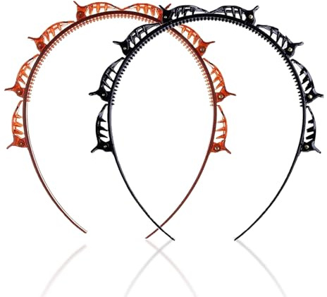 2 Haarreif mit Klammern, Hair Twister Haarreifen, Geflochtene Stirnbänder | Double Bangs Hairstyle Hairpin, Twist Clip Stirnband, Stirnband Frisurenhilfe, Styling-Zubehör für Frauen und Mädchen