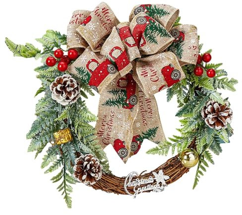 Weihnachts-Türkranz,Weihnachts-Haustürkränze | Weihnachtswandkranz | Winterkränze Mit Schleife, Tannenzapfen Und Roten Beeren Für Das- Weihnachtsfest Im Innen- Und Außenbereich