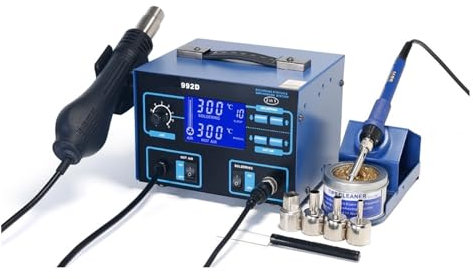 Station de fer à souder Station De Soudage À Air Chaud 992D, Support En Ferroalliage Bleu SMD, Ensemble De Station De Fer À Souder For Le Soudage Sécurité avec un excellent rapport qualité-prix