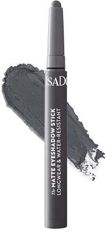 IsaDora Matte Eyeshadow Stick – Grau Lidschatten Stift (64 Smoky Grey) | Aufbaubar und verblendbar, Tierversuchsfrei, Wasserresistent, Parfümfrei, Langanhaltend und Wischfest, Vegan Augen Make-Up