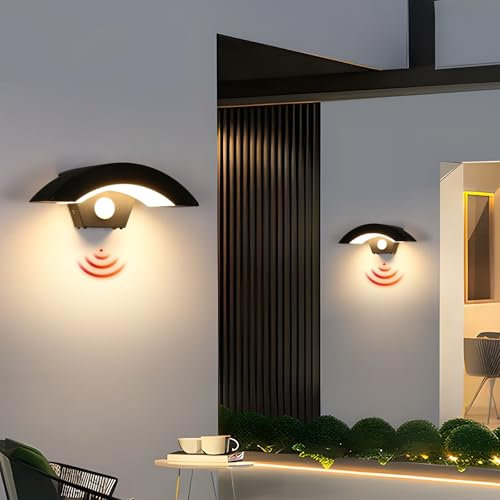 Comely 2 Pièces Applique Murale Exterieur avec Détecteur de Mouvement, 12W Lampe Murale Exterieur LED Imperméable, Luminaire Murale pour Entrée Jardin Garage, 3000K Blanc Chaud