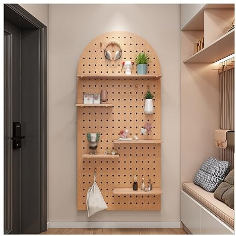 Rangement mural en panneau perforé, kit d'organisation de panneau perforé en bois - Panneau perforé d'organisation murale, parfait pour le garage de bureau à domicile - Montage du panneau pe