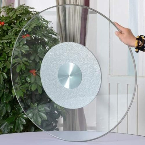 DONGGANSHI Glas-Lazy Susan für Esstisch, Tischdekoration aus gehärtetem Glas, Drehteller mit geräuschlosem Lager, rundes drehbares Tablett für die Tischplatte, große Servierplatte, leise/glat