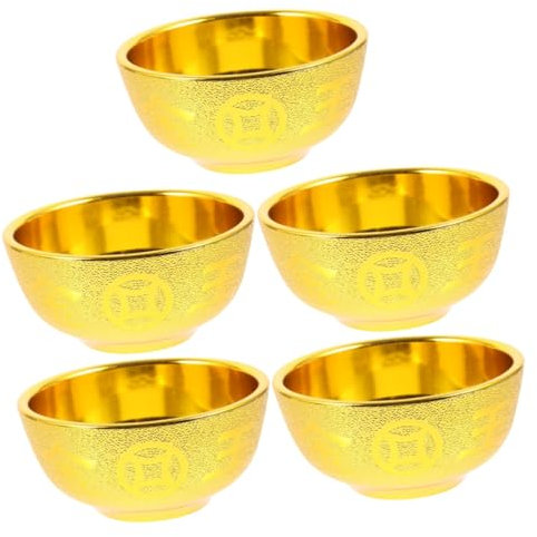 BESTOYARD 5pezzi Ciotola Buddha Plastica Dorata Per Offerte e Decorazioni Ciotola Versatile Per Cibo e Meditazione Design Vintage Per Templi e Famiglie Buddiste