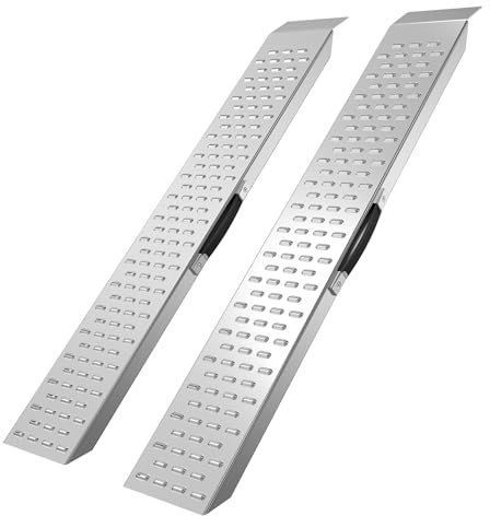 FIVMEN 2X Auffahrrampe PKW 135cm 400 kg Tragfähigkeit Aluminiumlegierung Rollstuhlrampe Fahrradrampe Laderampe mit rutschfeste Oberfläche und Griff Rampe für Treppe Anhänger Auto