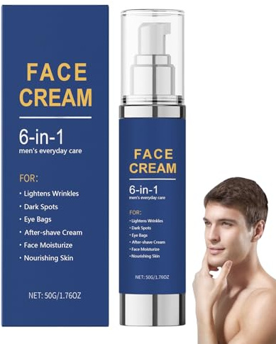 Crème hydratante visage 6 en 1 pour homme, anti-âge,réduit les rides et les taches brunes,raffermit et lifte la peau, apaise, nourrit et hydrate, soulage les poches sous les yeux, après-rasage. (1pcs)
