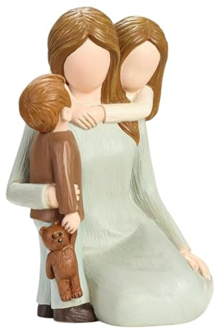 Statuette madre figlia, statua di famiglia dipinta a mano, decorazione sentimentale mamma e bambino, elegante scultura ricordo, pezzo onesto per mensola, tavolo, davanzale