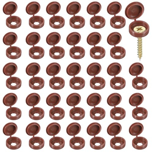 YELARXI Screw Snap Covers, Plastic Hinged Screw Cover Caps Shutter Screws Fold Snap Washer- Fitting for (Windows - Railings - Home Furniture - Cabinets) 6 mm & 200 Pack & Dark Brown