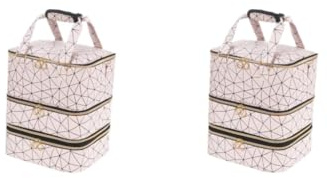 Juego de 2 bolsas organizadoras de esmalte de uñas, caja de almacenamiento de tres capas para lámpara de uñas