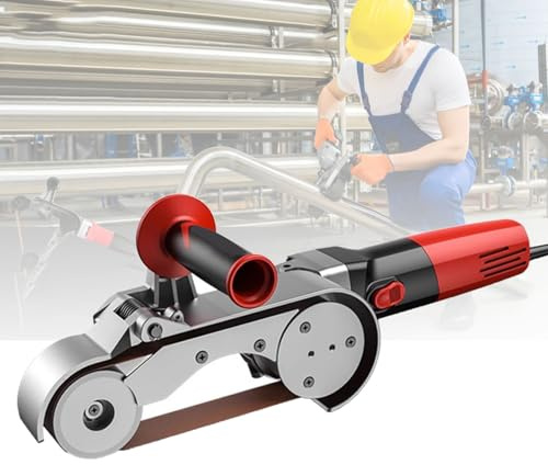 Hydravex Lijadora pulidora de Tubos, lijadora de Banda de Acero Inoxidable de 1100 W con 6 velocidades Variables, lijadora de Banda Profesional con 5 Bandas de Lijado para bruñido, Acabado 2Roller