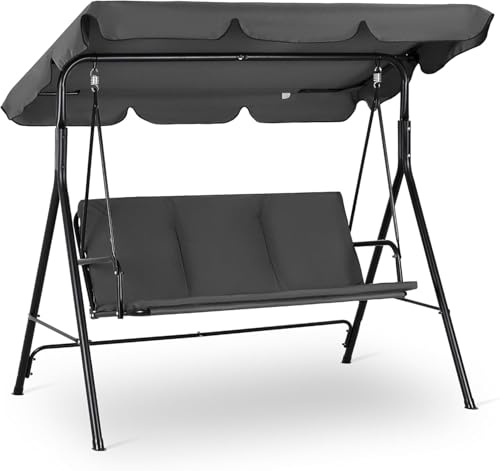 Garden Hammock Swing Chair 3 Seater Patio Cushioned Bench Bed Seat with Canopy Outdoor
