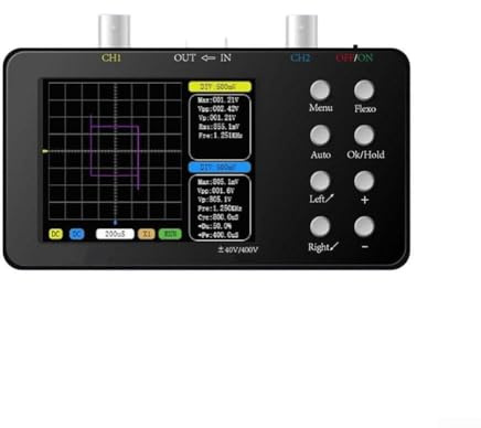 Multímetro de osciloscopio de 2 canales, osciloscopio de mano, generador de señal digital con ancho de banda de 10 MHz, frecuencia de muestreo de 50 MSa/s (anfitrión+2 sondas)