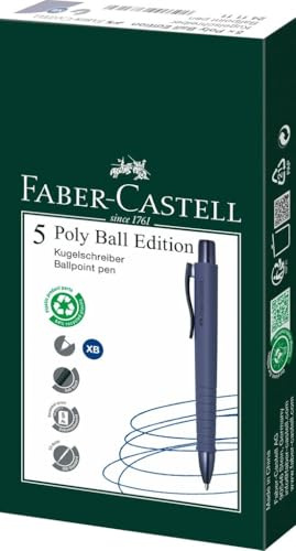Faber-Castell 241111 – Box mit 5 Kugelschreibern, Poly Ball Urban – Future Dusk