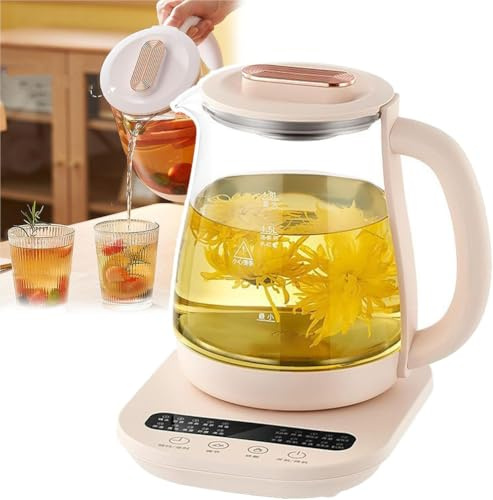 Kettle électrique, Pot de santé Multifonctionnel 1,8 L Petite Bouilloire électrique en Verre Faire du thé et du café, pour Les théières,001