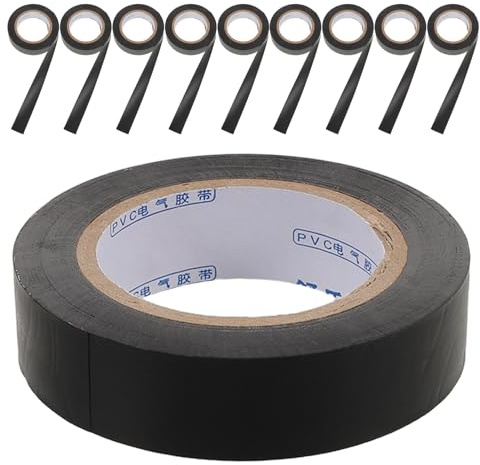 FOMIYES Cinta Aislante Eléctrica Fina de PVC Negra 15 M 10 Unidades Resistente al Calor Intemperie Adecuado para Aislamiento y Reparación de Cables en Automóviles y Espacios Estrechos