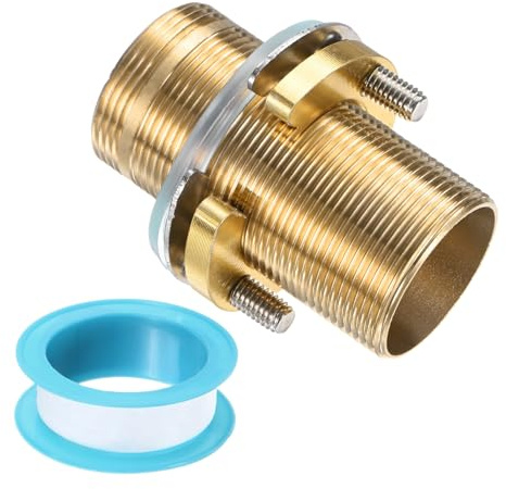 QUARKZMAN Wasserhahn Montage Verlängerungsstutzen 6cm x 32mm Messingrohr Wasserhahn Verlängerungsnippel Überwurfmutter Kit Mit Edelstahl Dicken Anti-Lose Mutter Und Dichtungen
