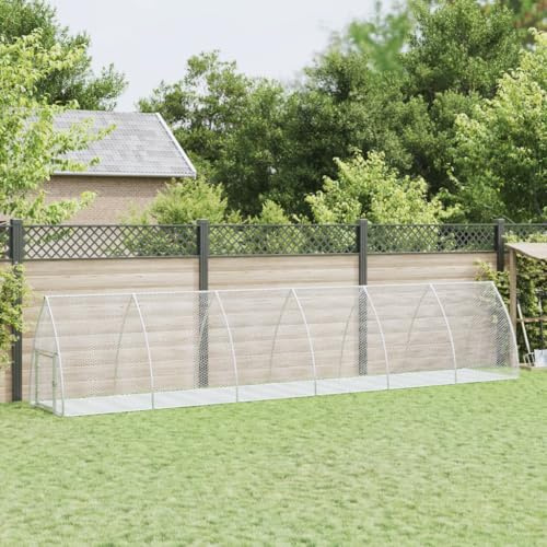Teenpull Hasenstall aus verzinktem Stahl silbern 105x600x120 cm großer Nagerkäfig mit Tür verschlossen für Meerschweinchen Freigehege geeignet Garten Outdoor drinnen kompakt robust