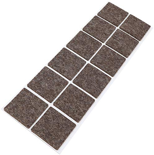 Adsamm® / 12 x Wollfilz-Möbelgleiter | 40x40 mm/Melange-Braun Natur/Quadratisch / 3 mm Starke Selbstklebende weiche Filzgleiter aus Naturfilz