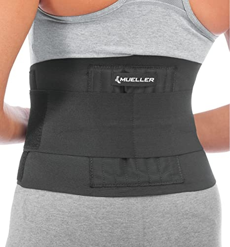 MUELLER Sports Medicine Adjustable Back Brace, Ideal for Upper and Lower Back Pain, Relief & Support for Men and Women, Strains, Sciatica, Scoliosis, Black, Small