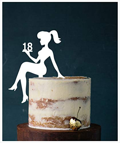 Figura de tarta para niña, de cumpleaños, de cumpleaños, para decoración de cumpleaños (blanco, 18)