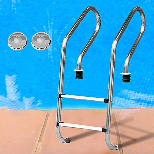 Escalera Piscina Escaleras para piscinas para piscinas elevadas Intex 2 escalones Acero inoxidable Antideslizante Muelle de natación Escaleras Capacidad de peso 440 libras Pasamanos de piscina antid