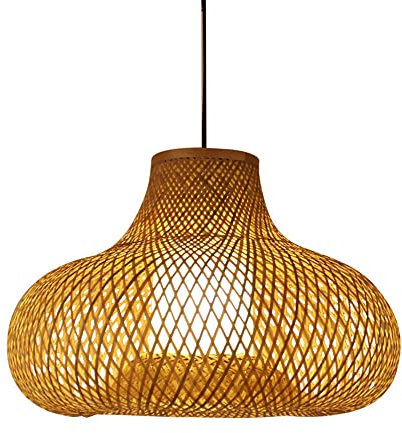 COSFEEL Lampada A Sospensione per Ristorante Cinese Lampadari in bambù Intrecciato Naturale Apparecchio di Illuminazione A Soffitto A Sospensione Lampada A Sospensione in Stile Vietnamita per Isola