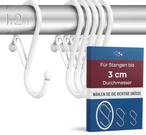 6 krokar i en S-form med fallskyddssystem. I modellen Royal. Hjälp till att organisera ditt hem. (Vit, Stor)