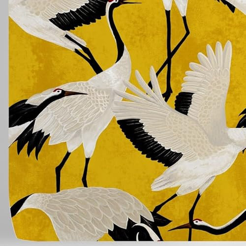 WALLPAPERS 4 BEGINNERS W4B Tapete Reiher Gold, einfach anzubringen, 8 Blätter, 70 x 100 cm, ideal für Wände und Möbel, geeignet für Zuhause oder professionelle Umgebungen, hergestellt in Italien