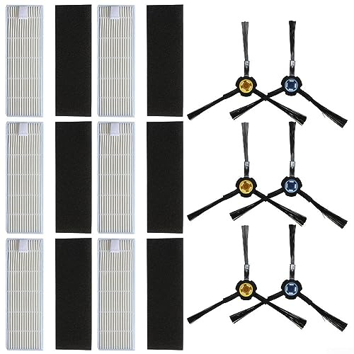 Oniissy 6Pcs Spazzole Laterali Con 6 Pz Filtro Spazzola Kit di Ricambio Cura Pavimento Per Silver* crest SSRA 1 Robot Aspirapolvere Parti
