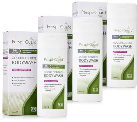 Perspi-Guard Neroli Scented Odour Control Antibacterial Body Wash for Men & Women, Anti Bacterial Shower Gel Prevents Malodour, 200 ml, 3-Pack