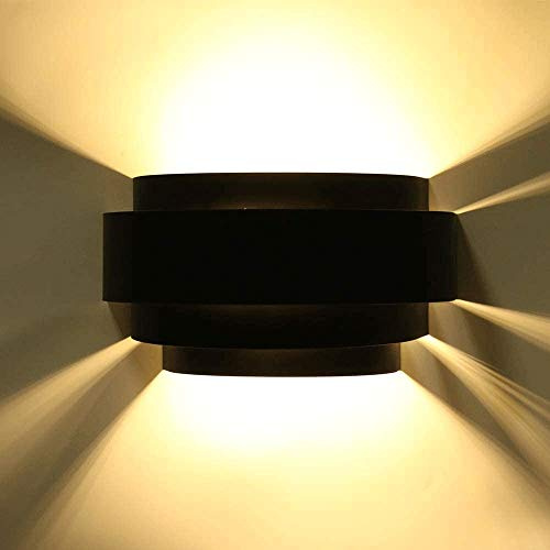 Modern Simple LED Wall Light Up and Down Wall Lamp Indoor Sconce Lighting Fixture Uplighter Downlighter E27 Socket Luminaire Compatible with Living Room Bedroom Bathroom Black [Energy Class A+] ,Moder