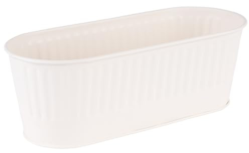 APS 11753 bestickbehållare/korg, brödkorg, planteringskorg, 29,5 x 12 cm, höjd 10 cm, 2 liter, rostfritt stål, vit