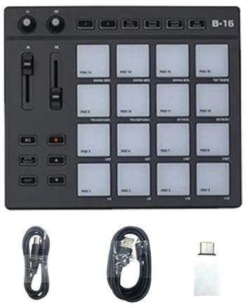 Greethga Clavier à percussion MIDI B16 - pour la production musicale, le contrôle DJ et l'arrangement, facile à utiliser et de fabrication robuste.