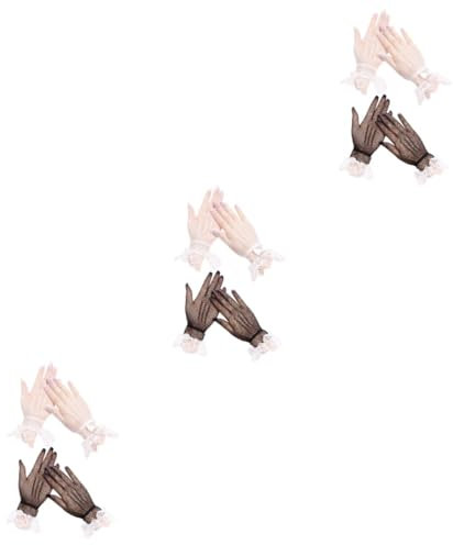 WRITWAA 3 Sätze Partyhandschuhe hauchdünne schwarze handschuhe Braut durchsichtige kurze aus Mesh Vintage- für Damen ausgehöhlte Weiß