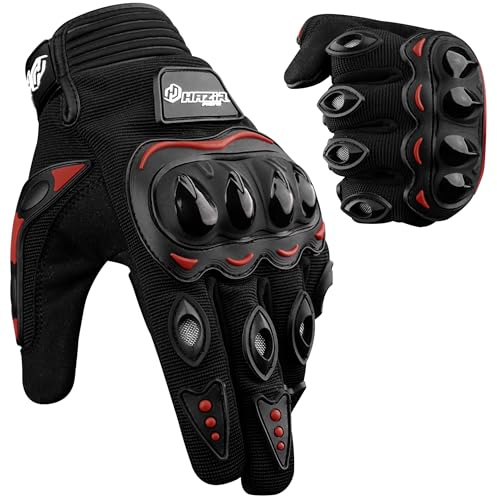 HAZIR Guantes de Moto para Hombre - Pantalla Táctil en Dedos, Guantes para Moto para Carreras, para Bicicleta, Motocross, Escalada y Más Actividades al Aire Libre