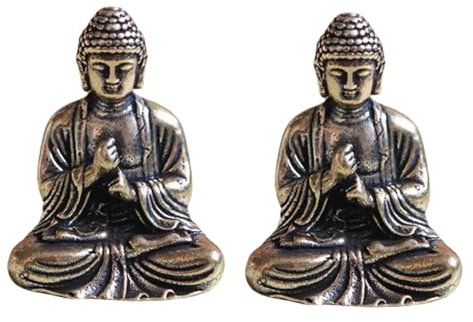 LiJuanWang Figuras de pequeño Buda, 2 unidades Mini estatua de Buda Estatua de la suerte, figura decorativa zen y Feng Shui, decoración Feng Shui trae felicidad interior, 2,8 x 2,4 cm