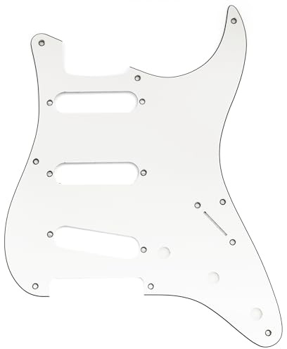 Musiclily Pro 8 Holes ST SSS Pickguard for 2008-2019 China Made Squier Classic Vibe SQ CV 50s Reissue Vintage Strat Style Electric Guitar, 3ply White
