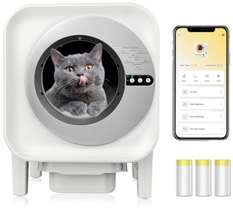 WeiguoIOT Self-Cleaning Cat Litter Tray with UV Sterilization, 75L Large Automatic Litter Box, WiFi App Control, Infrared Sensor Safety Protection for Multi Cats