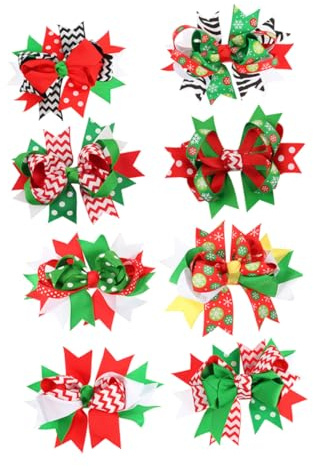 FOMIYES 8 Pièces Pince à Cheveux de Noël avec Nœud Papillote Épingle à Cheveux pour Noël Lot