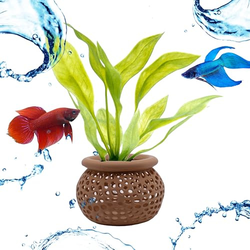 3DAquaticSolutions Aquarium Plant Pot Holders, Aquatic Plant Holder, Securely Hold Aquatic Plants, Promoting Healthy Root Growth, Fish Tank Aesthetic (Natural Brown)