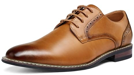 MERIDOS Men's Dress Shoes Formal Oxford for Business Wedding Brown | Non-Slip Durable Sole, Comfy Insole, Soft PU Upper, Classic Brogue For Business Meetings, Office & Formal Events
