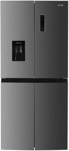 HYE American Fridge Freezer 419L – No Frost, Double Door, Fridge Freezer American Style with Water Dispenser, Slim Depth Inox French Door Design, Quiet 39dB Large Capacity - RF01AMWD419S01