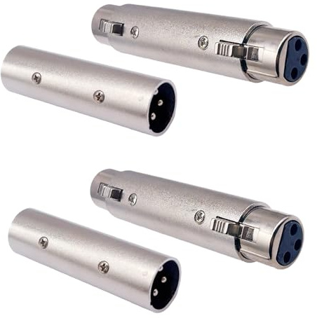 SIGANDG Lot de 4 coupleurs XLR mâle-mâle et femelle-femelle à 3 broches pour tables de mixage, microphones et amplificateurs de puissance